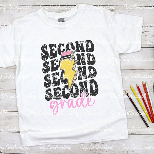 Second Grade lightening bolt pencil SVG PNG DXF