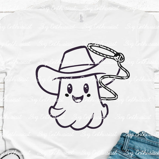 Cute cowboy ghost SVG PNG DXF