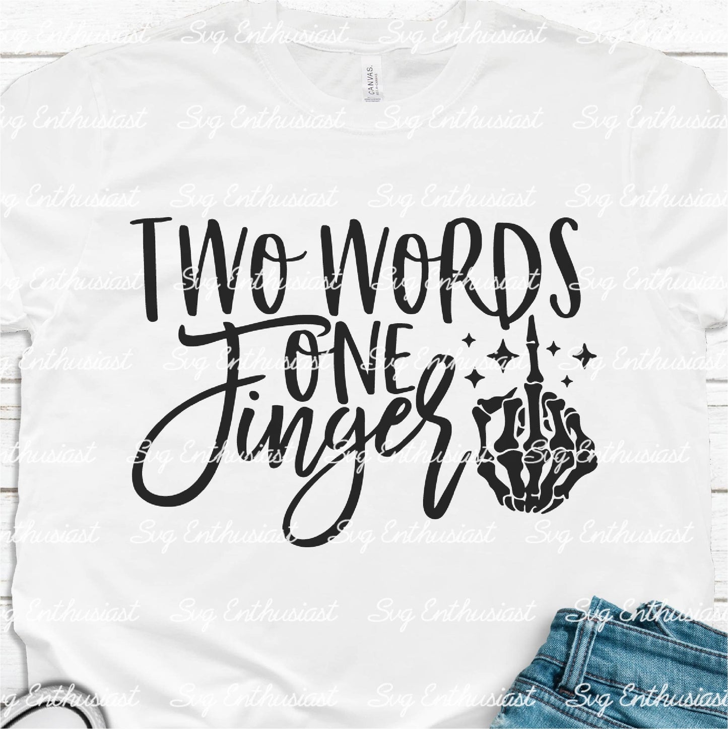 Two words one finger SVG PNG DXF