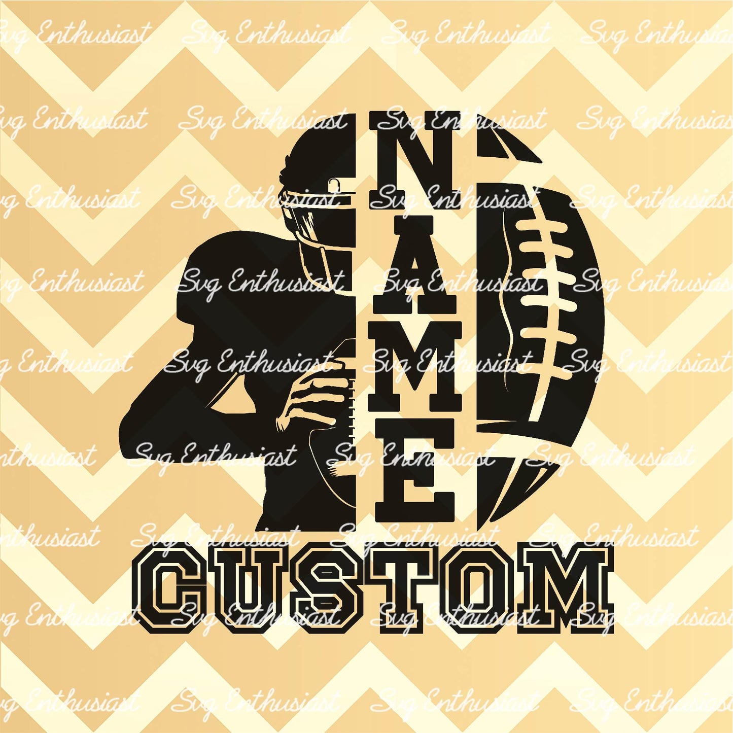 Half football player custom name SVG PNG DXF