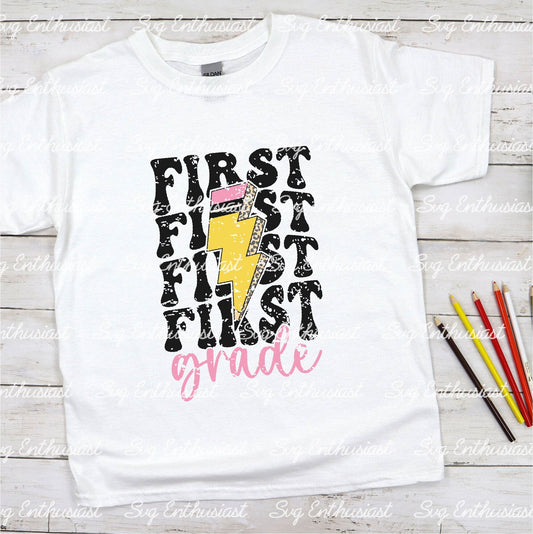 First Grade lightening bolt pencil SVG PNG DXF