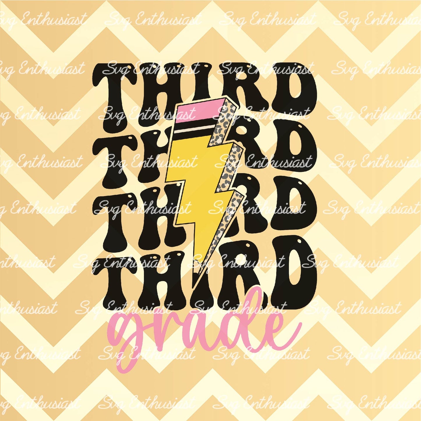 Third Grade lightening bolt pencil SVG PNG DXF