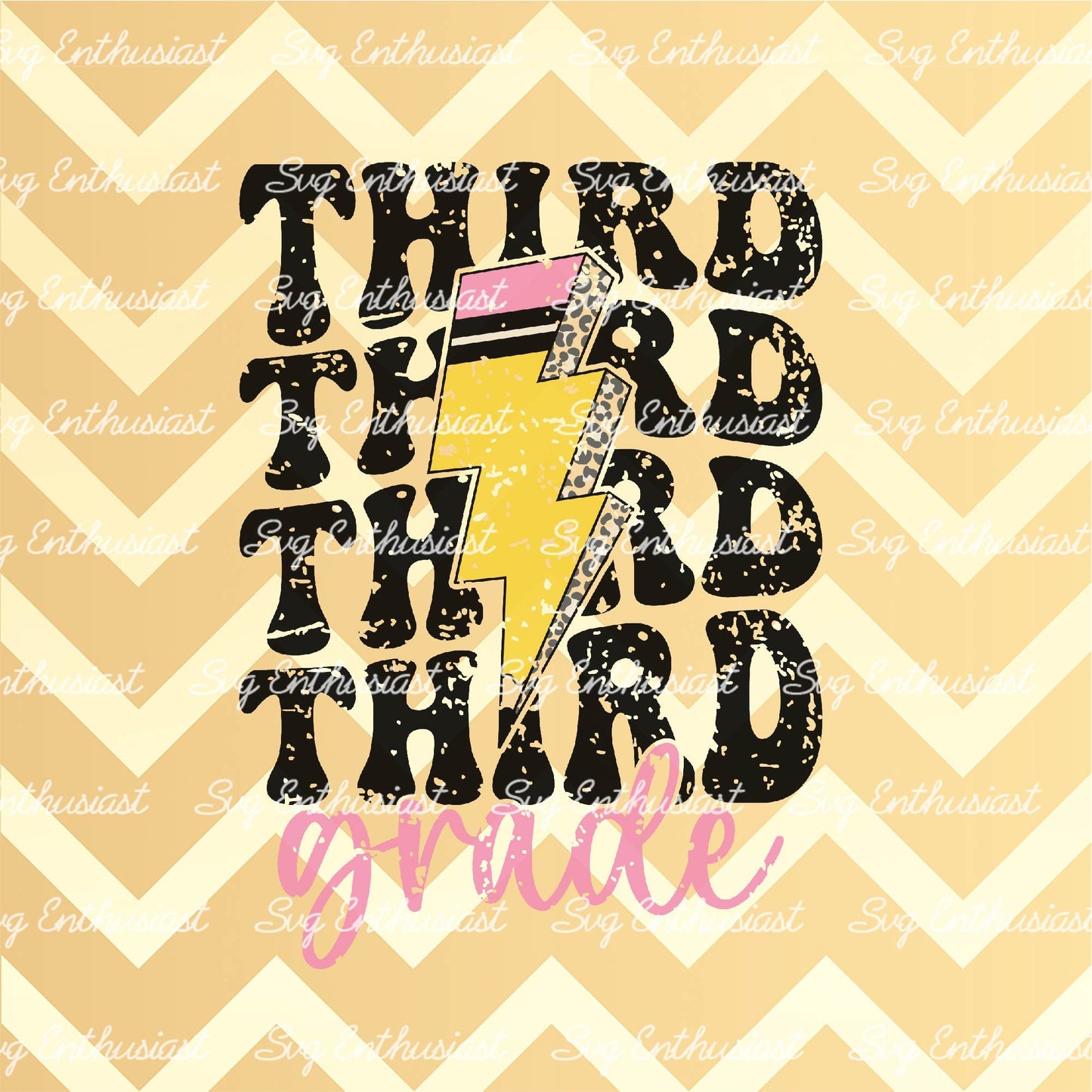 Third Grade lightening bolt pencil SVG PNG DXF