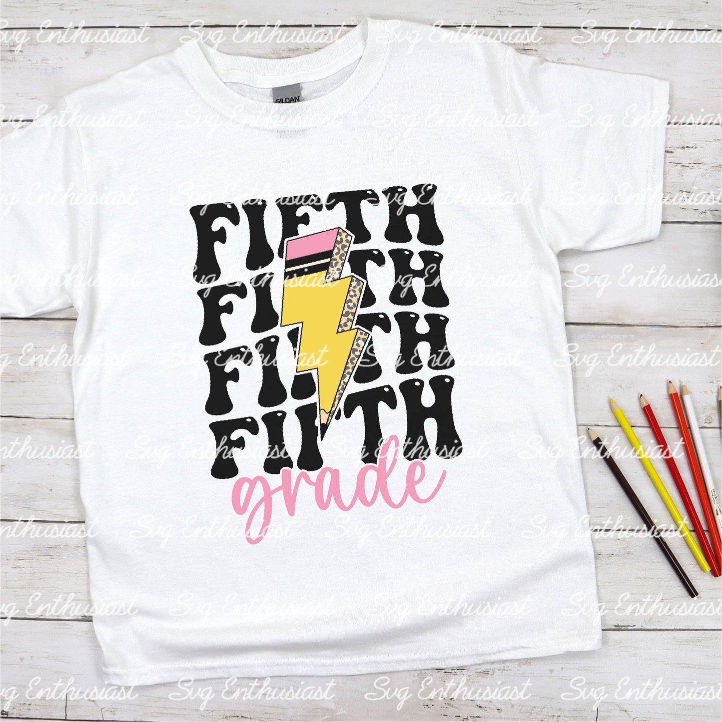 Fifth Grade lightening bolt pencil SVG PNG DXF