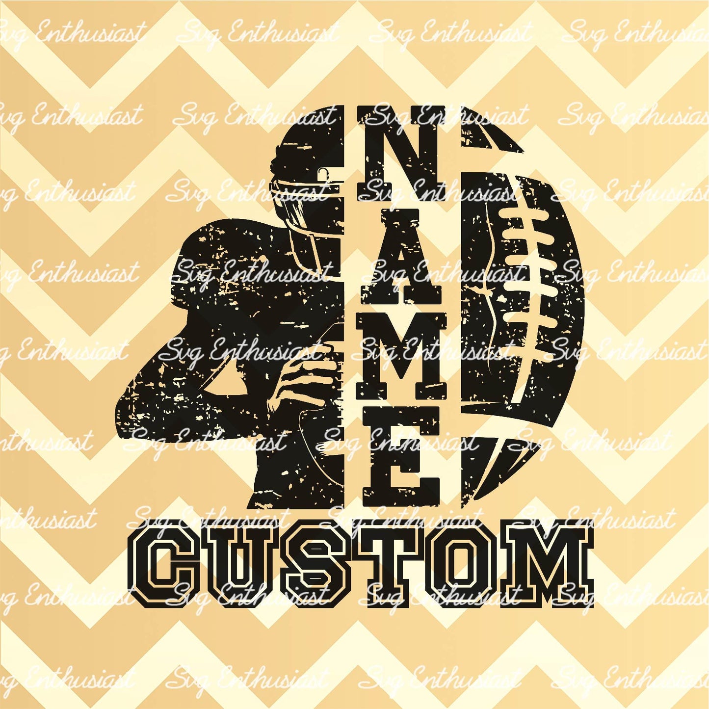 Distressed Half football player custom name SVG PNG DXF