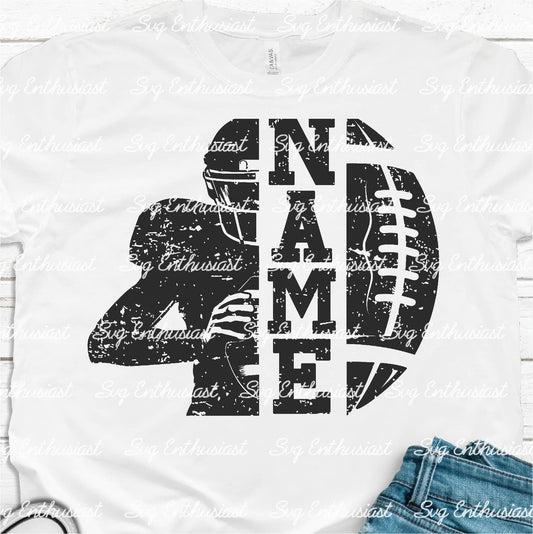 Distressed Half football player custom name SVG PNG DXF