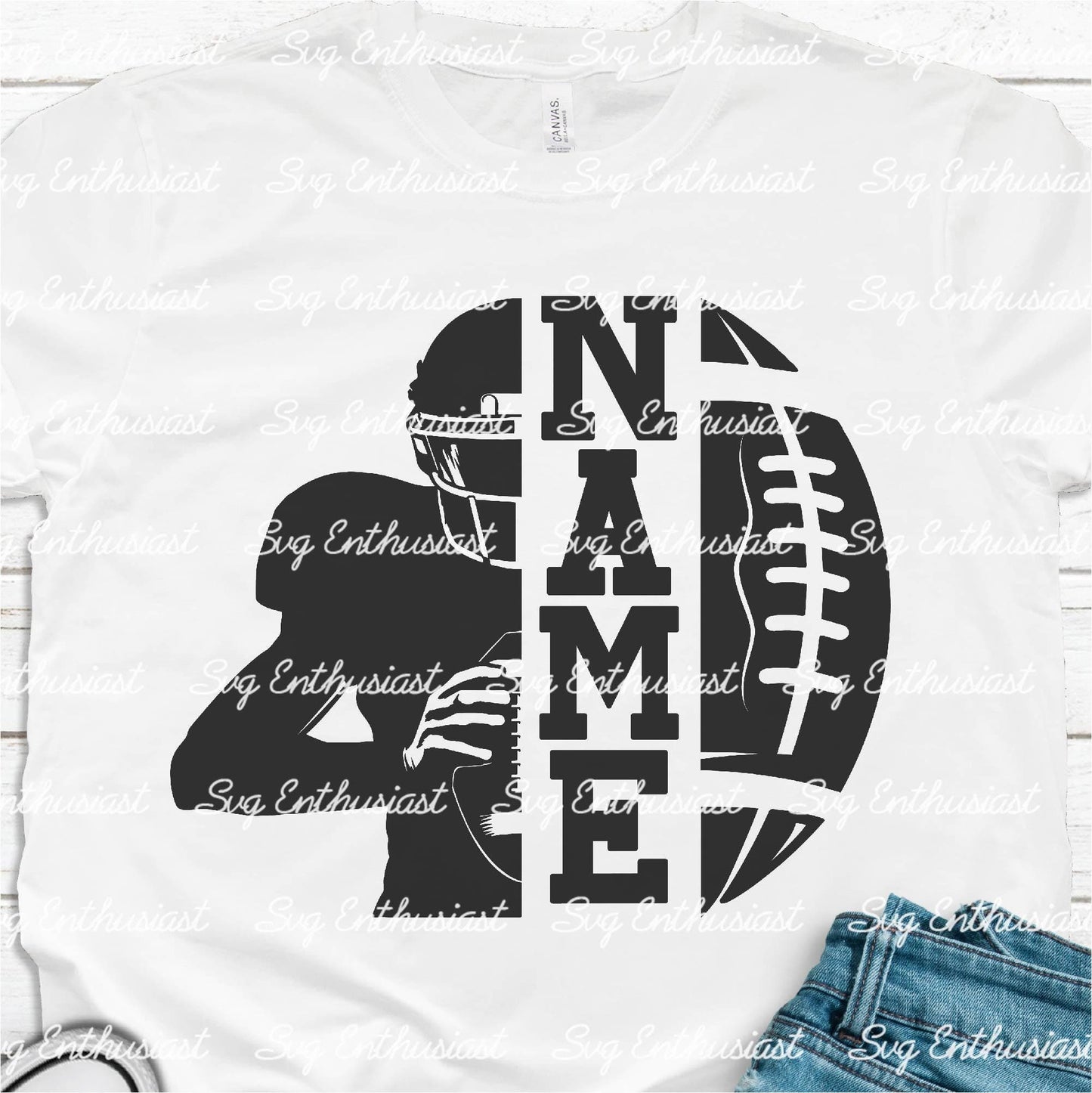 Half football player custom name SVG PNG DXF