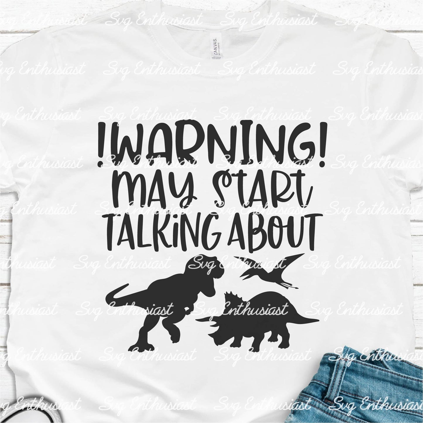 Warning may start talking about dinosaurs SVG PNG DXF