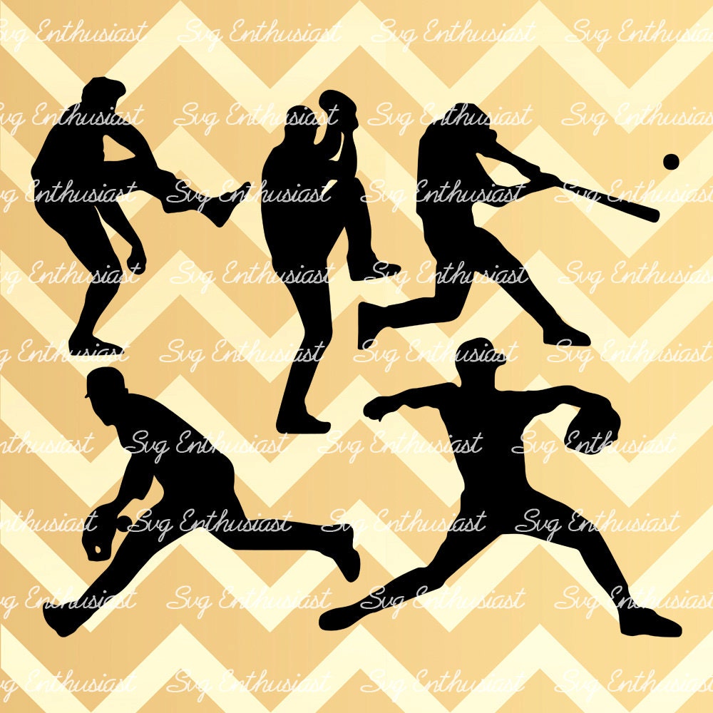 5 Baseball players SVG PNG DXF